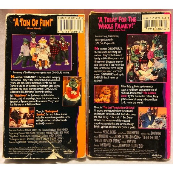 2 Dinosaurs TV Show VHS Lot Tested Vol 3 & 4 Disney 3 Episodes Golden Child - Picture 2 of 5